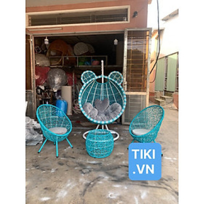 Bộ xích đu Tai Gấu Tundo xích đu, 2 ghế và bàn kèm nệm 