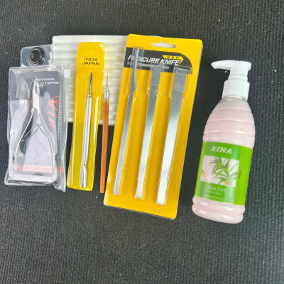 Combo Lấy Khóe 5 Món Tiện Lợi Làm Nail Mềm Da XINA, Bộ Dao Cắt Khóe, Cây Lấy Khóe Cán Gỗ, Cây Sủi Da, Kìm Cắt Khóe VINSALL Mũi Dài Sắc Bén Nữ Women