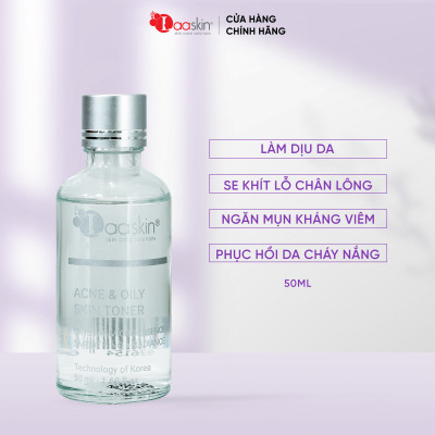 Nước cân bằng da Toner Laaskin hỗ trợ dưỡng ẩm da, giảm mịn, dưỡng trắng và se khít lỗ chân lông Acne & Oily Skin Toner 50ml