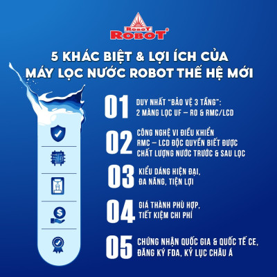 Máy Lọc Nước ROBOT Chức Năng Nóng Thông Minh Công Nghệ Lọc R.O + UF  Classy Pro 339GHKQ-UR - Hàng Chính Hãng