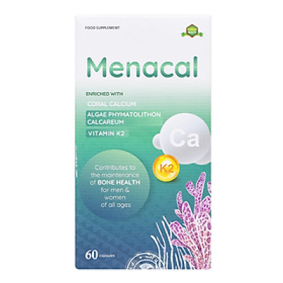 Viên uống bổ sung Canxi, vitamin K2 và D3 Aplicaps Menacal hộp 60 viên
