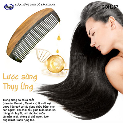 Lược sừng trâu ghép gỗ bách xanh thơm hình múi bưới (Size: S-12cm) COH267 - Có thể bỏ túi mang theo người - Chống tích điện - Ghép Răng Tăng Độ Bền Khi Chải Tóc - Chải tóc làm dịu tâm trí, đỡ căng thẳng - Giúp Tóc Suôn & Mềm Không Làm Rụng