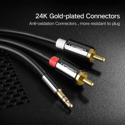Ugreen UG20779AV116TK 0.5M màu Đen Cáp âm thanh 2 đầu Bông sen sang 3.5mm Dương mạ vàng - HÀNG CHÍNH HÃNG