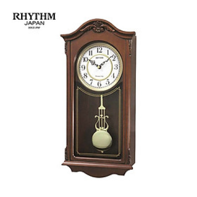 Đồng hồ treo tường RHYTHM WOODEN WALL CLOCKS CHIME CMJ502FR06 ( Kích thước 23.0 x 48.1 x 10.9cm), Vỏ màu nâu