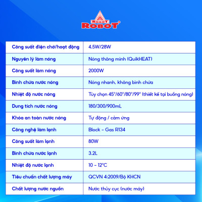 MÁY LỌC NƯỚC NÓNG THÔNG MINH LẠNH ROBOT UltraQC-6U Vỏ Nhựa - Hàng Chính Hãng