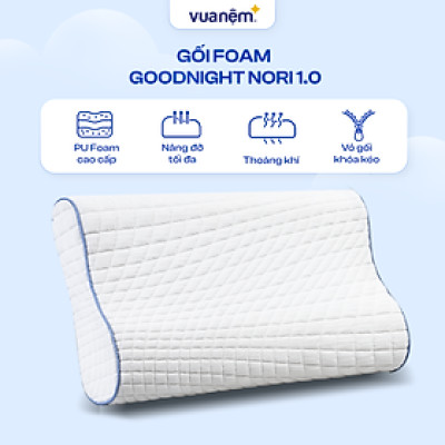 ( Hàng mới ) Gối foam Goodnight Nori 1.0 lượn sóng, êm ái, nâng đỡ cổ vai gáy