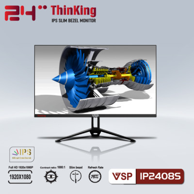Màn hình Tràn viền Gaming 24inch VSP IP2408S (23.8" IPS FHD 75Hz, HDMI+VGA+Audio 3.5) - Hàng chính hãng TECH VISION phân phối