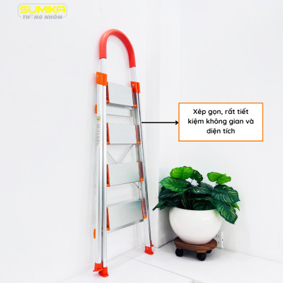Thang nhôm ghế gia đình 5 bậc SUMIKA SK305 - Chiều cao 1.68m, tải trọng 150kg