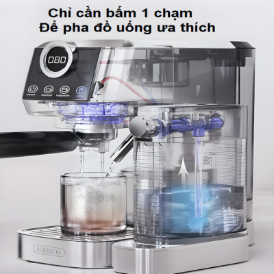 Máy pha cà phê Espresso bán tự động 3 trong 1 Thương hiệu HiBREW H13A Mỹ Với Công suất 1350W, Áp suất 20 bar - Bảo hành 12 tháng, Hàng Nhập Khẩu