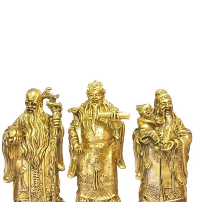 Bộ tượng Phước Lộc Thọ CTT4 size đại 19 x 13.4 x 39cm mạ vàng hoặc màu xanh lựa chọn