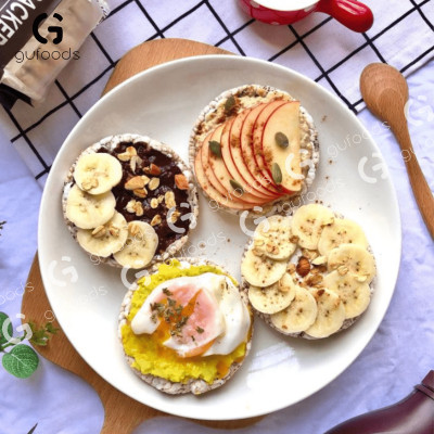 Bánh gạo lứt GUfoods (510g) - Không chiên dầu, Không đường, Từ gạo và ngũ cốc nguyên hạt, Lành mạnh, Phù hợp Eat clean, Ăn vặt healthy, Thực dưỡng, Tập gym, Thuần chay, Đa dạng hương vị