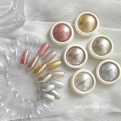 Set 6 Hũ Tráng Gương Mạ Crôm (Kèm Cọ Chà) Tạo Hiệu Ứng Gương Ánh Kim 3D Cực Quang Làm Nail