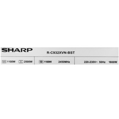 Lò Vi Sóng Điện Tử Có Nướng Đối Lưu Sharp R-C932XVN-BST (32 Lít) - Hàng Chính Hãng