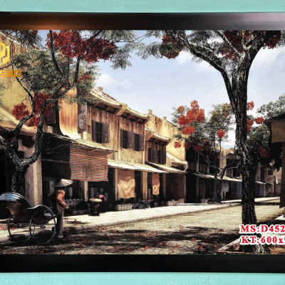 Tranh kính cường lực Phố cổ Hà Nội D4502 01 (được chọn mẫu)