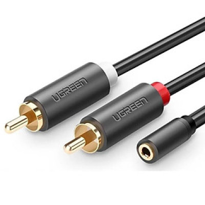 Ugreen UG10561AV102TK 0.25M màu Đen Cáp âm thanh 2 đầu Bông sen sang 3.5mm Âm - HÀNG CHÍNH HÃNG
