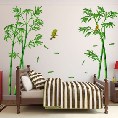 [ Size Lớn ] Decal dán tường kết hợp Bụi Tre - Cửa Sổ - Chân Tường Hoa AM9104-AY701-AY823