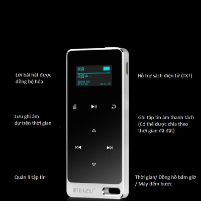 Máy Nghe Nhạc Lossless Ruizu X05 8GB (Gold) - Hàng Chính Hãng 