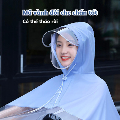 Áo Mưa Mẹ Và Bé Nửa Trước Trong Suốt Che Phủ Toàn Thân Kèm Kính Chắn Mưa Cực Kỳ Tiện Lợi Loại 1 Đầu Giao Màu Ngẫu Nhiên 