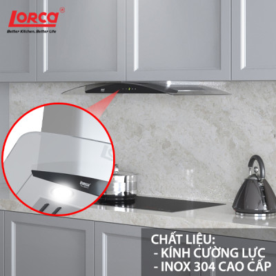 Máy Hút Mùi Kính Cong LORCA TA 2001E - Hàng Chính Hãng Cao Cấp, Bền Bỉ, Êm Ái, Sức Hút Lớn