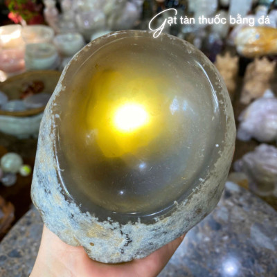 Gạt tàn thuốc bằng đá mã não NHASAN GTT01 Vẻ Đẹp SANG TRỌNG Vĩnh Cửu nặng 560gr (KT: 10x12cm)