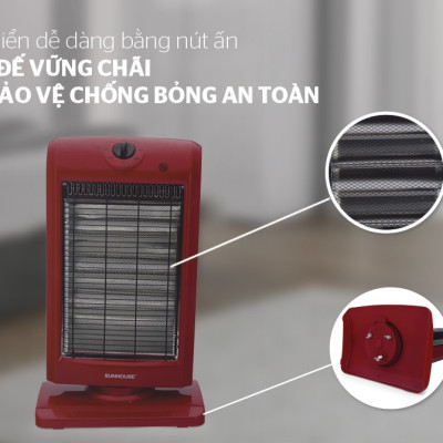 Sưởi điện 3 bóng Halogen Sunhouse SHD7016 đỏ đen - Hàng chính hãng