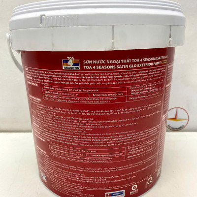 Sơn nước ngoại thất cao cấp TOA 4 Seasons Satin Glo siêu bóng màu vàng 8522 _ 5L