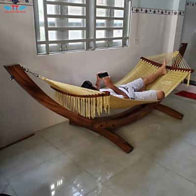 Võng Bán Nguyệt Gỗ Nhỏ – Lưới Dải Gỗ 60cm, Thiết Kế Sang Trọng, Chất liệu bền bỉ