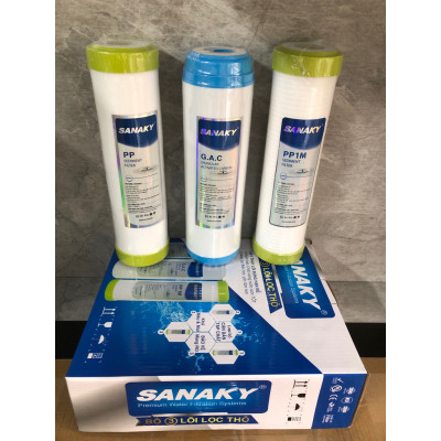 Combo 3 Lõi Lọc 123 SANAKY - Hàng chính hãng Dùng thay cho máy lọc RO