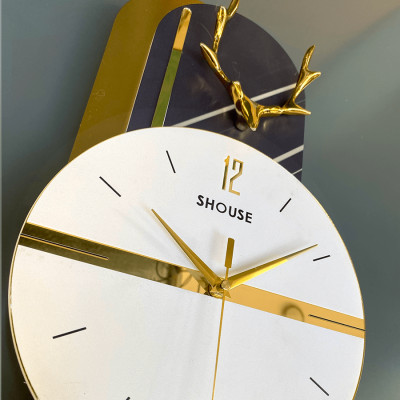Đồng hồ treo tường trang trí nghệ thuật EA02 kim trôi không gây tiếng động decor cho phòng khách