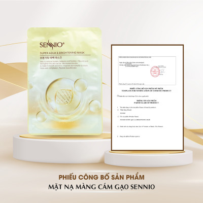 Mặt nạ cám gạo cấp ẩm Sennio Supper Aqua & Brightening Mask dưỡng trắng da ngăn ngừa lão hoá 23ml SNO 821
