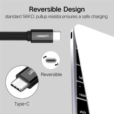 Ugreen UG10697US172TK 1M màu Đen Cáp USB TypeC sang USB 3.0 cáp dẹt - HÀNG CHÍNH HÃNG