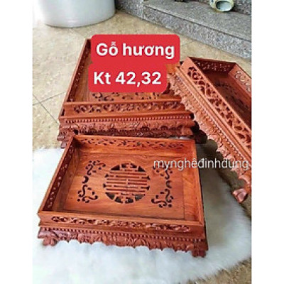 Khay trà (chè ) để bộ ấm chén trang trí bàn tiếp khách đẹp long lanh kt 42x32x12cm