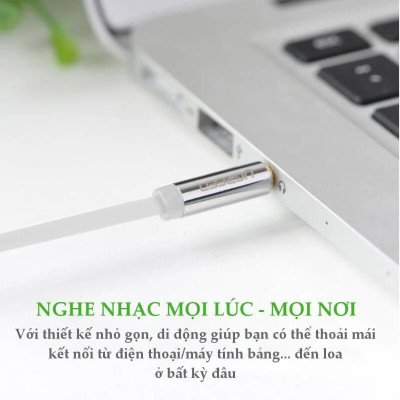 Ugreen UG10750AV119TK 0.5M màu Trắng Cáp âm thanh 2 đầu 3.5mm dương dây tròn TPE cao cấp - HÀNG CHÍNH HÃNG