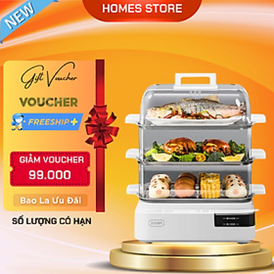 Nồi Hấp Điện 3 Tầng Xiaomi Zhenmi ZMZG-11 Dung Tích 20 Lít 6 Chương Trình Hấp Với Công Suất 1600 W - Hàng Nhập Khẩu