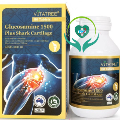 Viên uống bổ khớp Vitatree Glucosamine 1500 plus shark cartilage, lọ 80v, nhập khẩu Úc