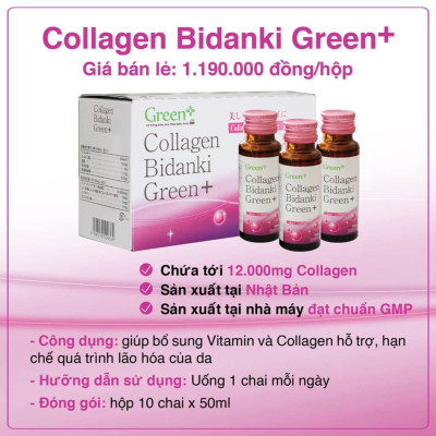 [Freeship Xtra] COLLAGEN Bidanki Green+ Nhật bản (dạng nước): Hấp Thụ Nhanh, Đẹp Da, Giữ Dáng, Hạn Chế Quá Trình Lão Hóa Da