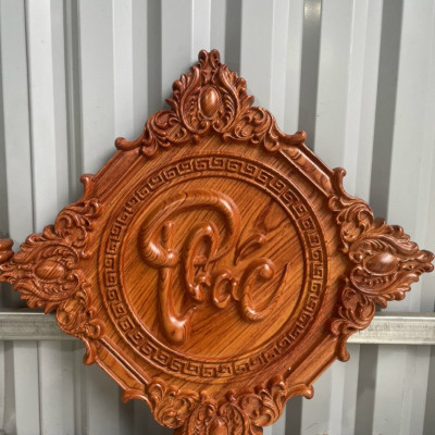 Bộ tranh treo tường trạm khắc phúc lộc thọ bằng gỗ hương đá kt mặt vuông 50×50×4cm
