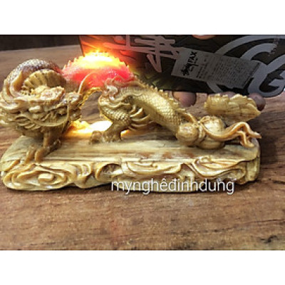Tượng con rồng phong thủy cầu tài lộc bằng gỗ huyết long kt 20×10×8cm 