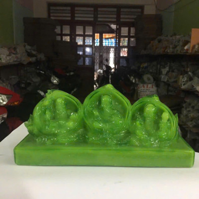 Bộ tượng Phước Lộc Thọ trong quả đào CTT10 22 x 7.5 x 10cm mạ vàng hoặc màu xanh lựa chọn