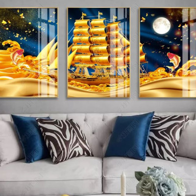 Bộ 3 tranh treo tường trang trí phòng khách,phòng ăn, phòng ngủ PVP-HD4473