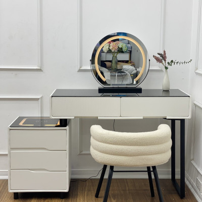 Bàn trang điểm HS Tundo bọc da mặt kính gương led cảm ứng