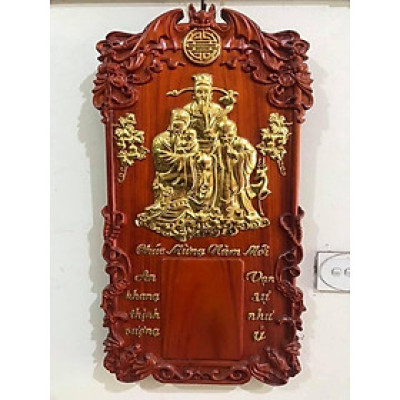 Đốc lịch treo tường khắc phúc lộc thọ bằng gỗ hương 