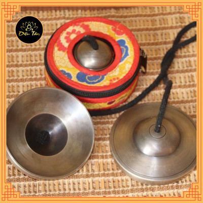 Chuông thiền Tây Tạng Tingsha Cymsha Cymbals Chiêng đồng thủ công Mật tông Chuông Yoga Chập Cheng Chũm Chọe kèm bao gấm