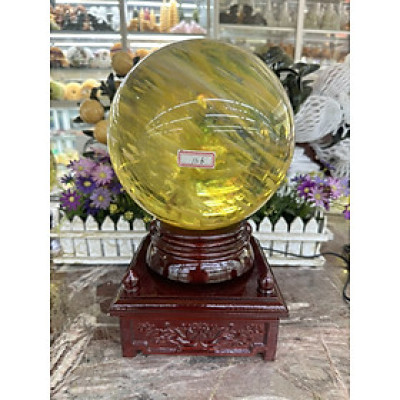 Bi đèn xoay phong thủy đá canxit vàng nặng 11,2 kg