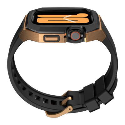Ốp Case Vỏ Thép Không Gỉ bảo vệ tích hợp dây đeo Fluororubber cho Apple Watch Series 4/5/6/7/8/9/SE1,2 Size 44mm/45mm - Hàng Chính Hãng