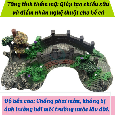Cầu Trang Trí Hồ Cá Mini Cổ Trang- Mô Hình Cầu Giả Cảnh Quan Cho Bể Cá- Tiểu Cảnh Cầu Đá Phong Cách Cổ Điển- Cầu Giả Mini Decor Bể Cá- Tiểu Cảnh Cầu và Chòi Mini Phong Cảnh Hồ Cá