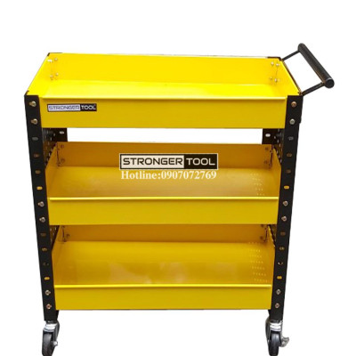 XE ĐẨY DỤNG CỤ 3 NGĂN 2 TẤM HÔNG DÙNG CHO GAGARE TIỆM SỬA XE MÁY