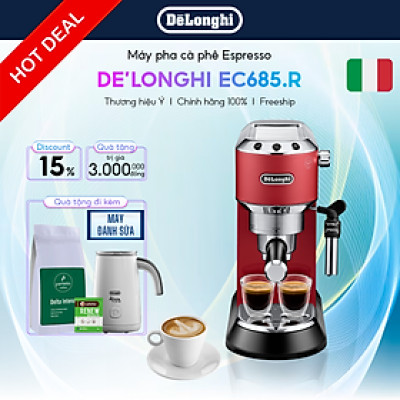 [Hàng chính hãng] Máy pha cà phê espresso DeLonghi Dedica Style EC685 (BK/ M/ R)