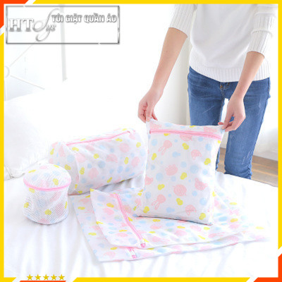 Bộ 5 túi giặt quần áo-HT SYS-Túi giặt đồ lót, tất, bảo vệ quần áo họa tiết đẹp