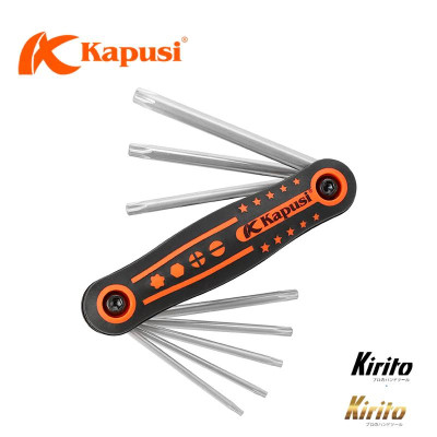 Bộ 8 chìa lục giác và lục giác bông Thép CR-V, chịu nhiệt, mạ thép chrome Kapusi Japan bộ gập gọn